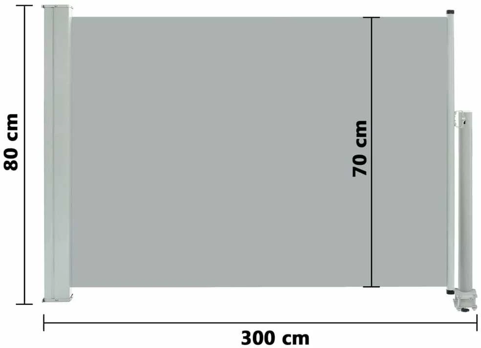 Ištraukiama šoninė kiemo pertvara, pilkos spalvos, 80x300cm