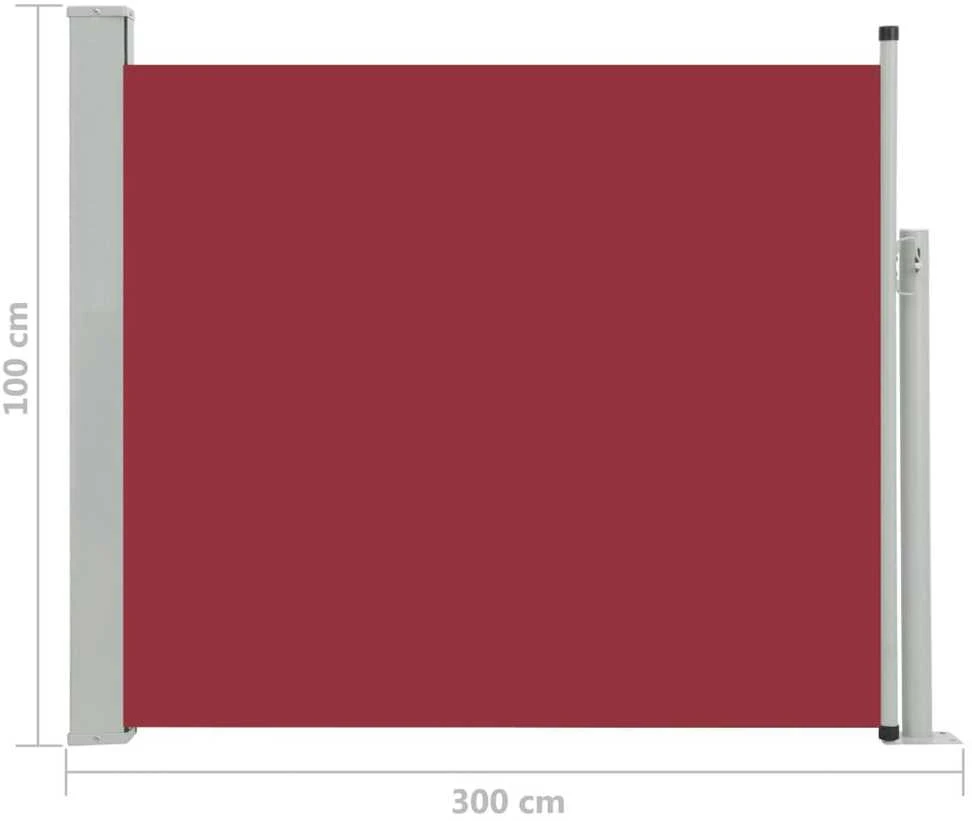 Ištraukiama šoninė kiemo pertvara, raudonos spalvos, 100x300cm