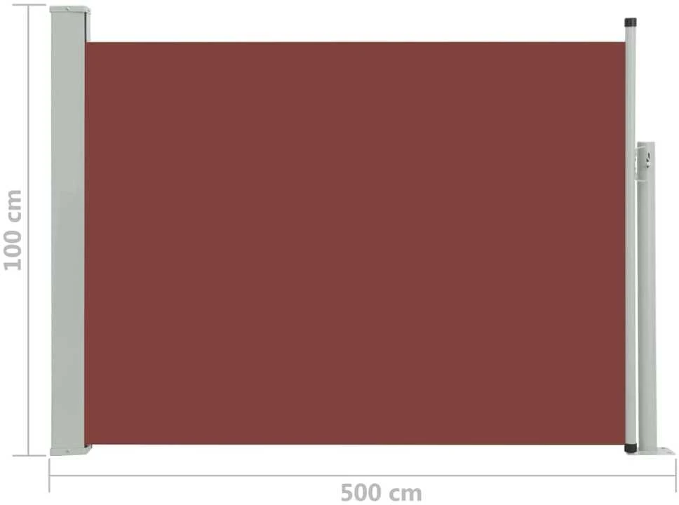 Ištraukiama šoninė kiemo pertvara, rudos spalvos, 100x500cm