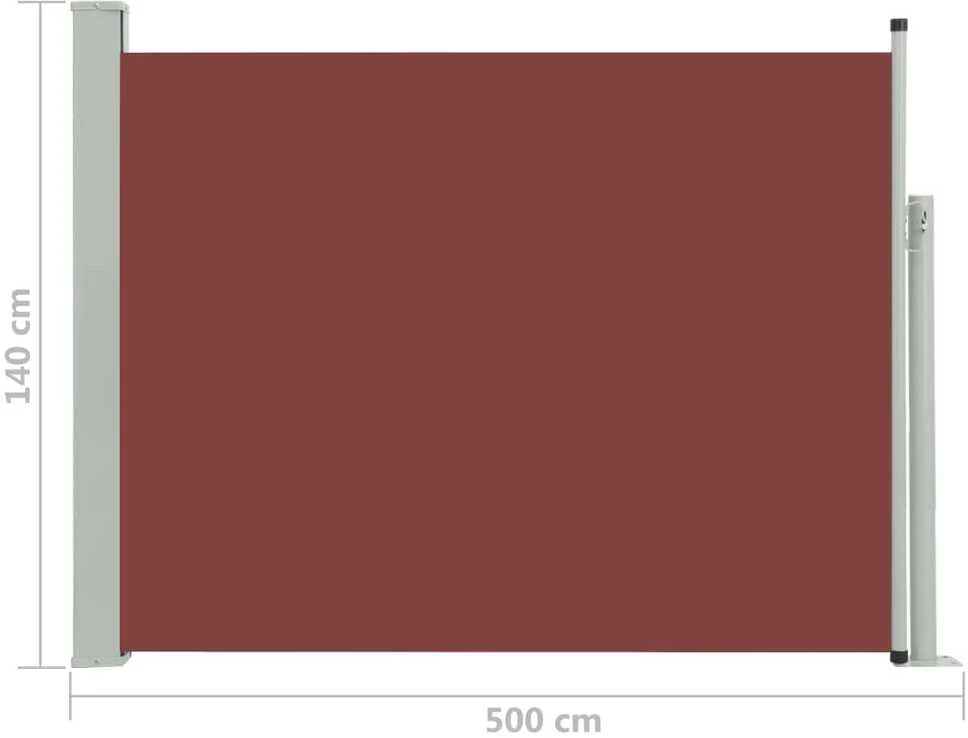 Ištraukiama šoninė kiemo pertvara, rudos spalvos, 140x500cm