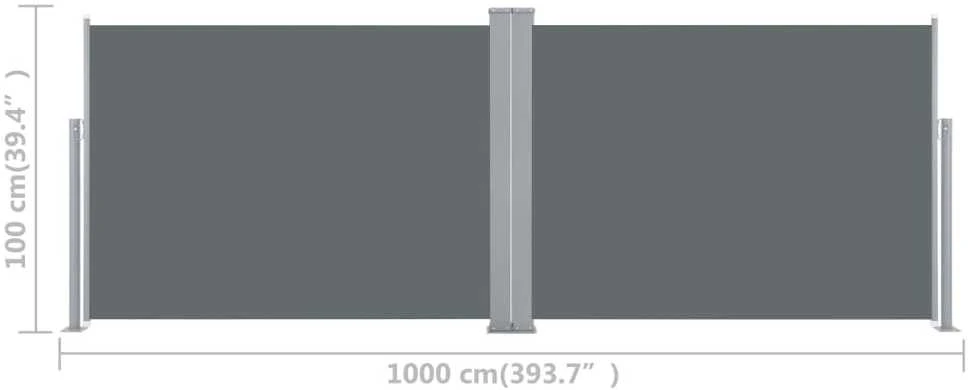 Ištraukiama šoninė pertvara, antracito spalvos, 100x1000cm