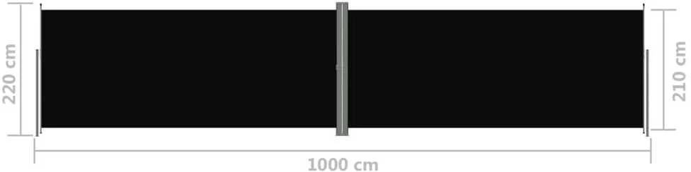 Ištraukiama šoninė pertvara, juodos spalvos, 220x1000cm