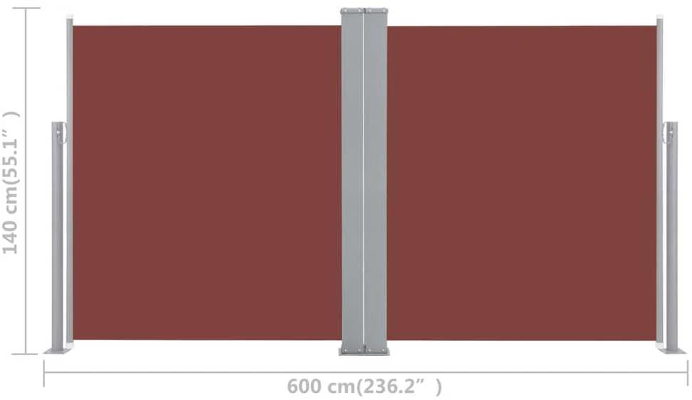 Ištraukiama šoninė pertvara, rudos spalvos, 140x600cm