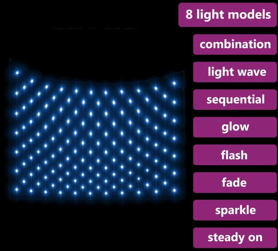 Kalėdinių lempučių tinklas, 3x3m, 306 mėlynos LED