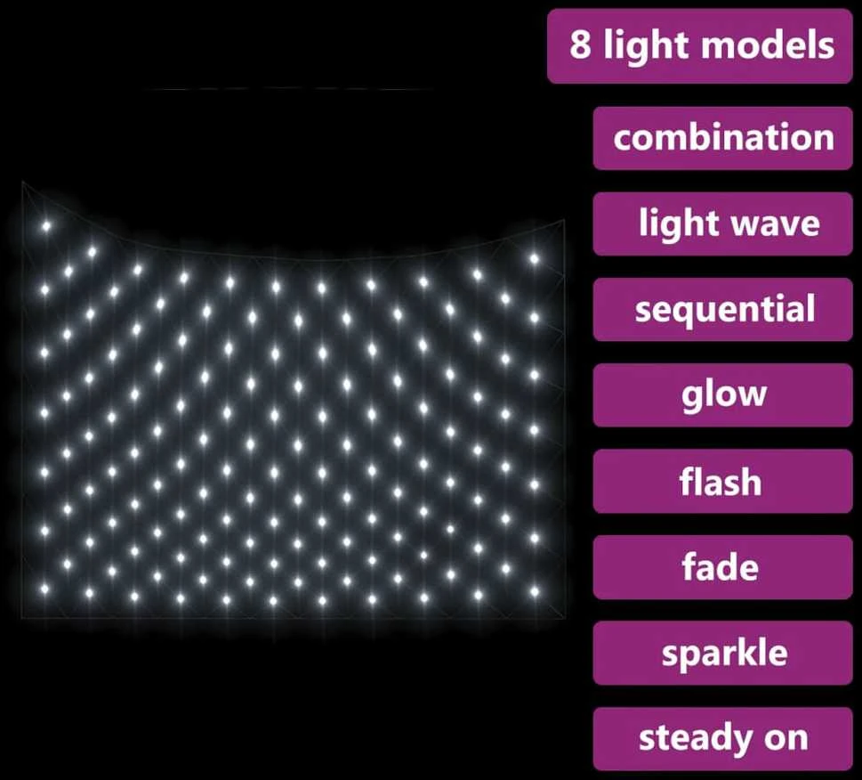 Kalėdinių lempučių tinklas, 4x4m, 544 šaltos baltos LED