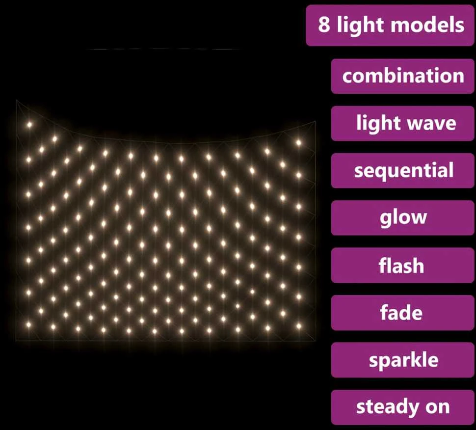 Kalėdinių lempučių tinklas, 4x4m, 544 šiltos baltos LED