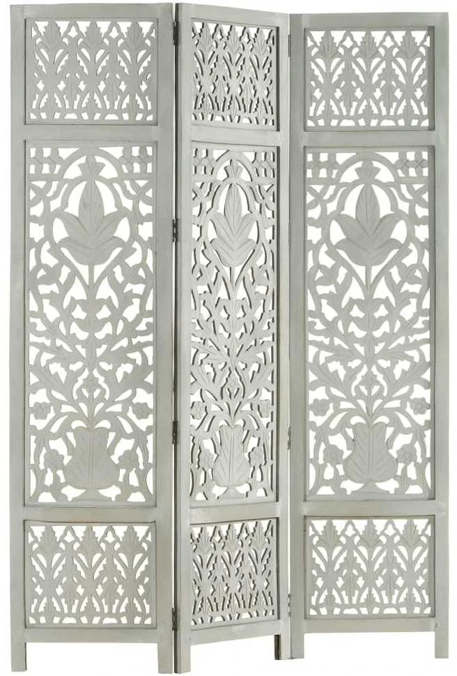 Kambario pertvara, 3 dalių, pilka, 120x165cm, mango masyvas