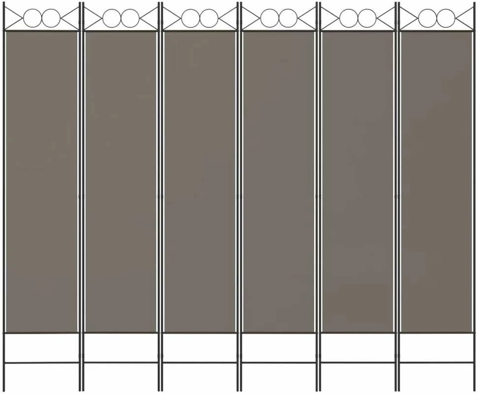 Kambario pertvara, 6 dalių, antracito, 240x220cm, audinys