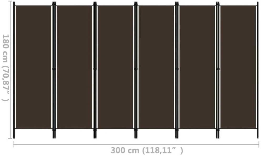 Kambario pertvara, 6 dalių, rudos spalvos, 300x180cm