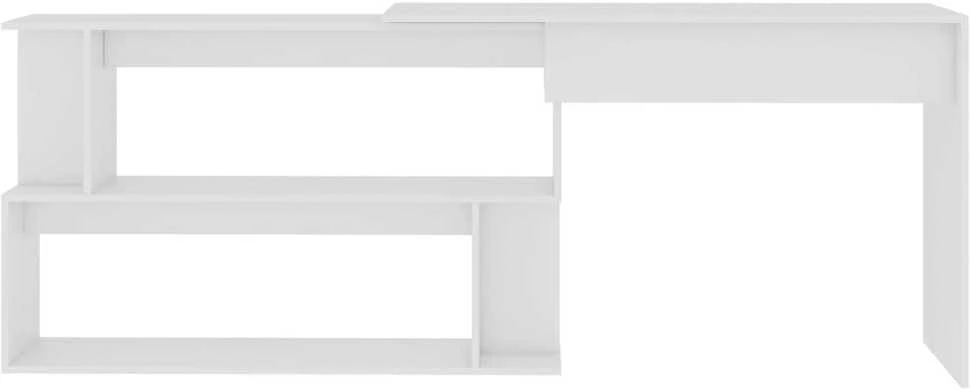 Kampinis rašomasis stalas, baltas, 200x50x76cm, mediena