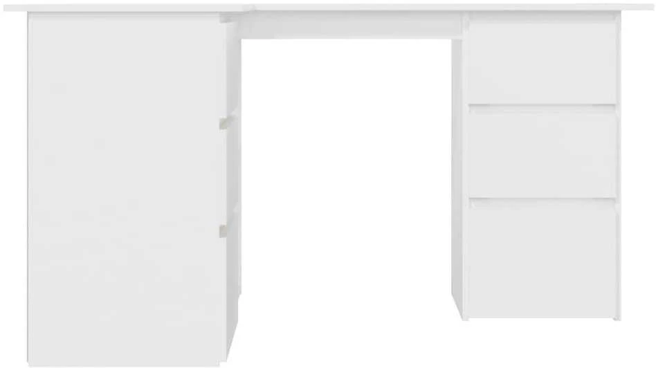 Kampinis rašomasis stalas, baltas, 145x100x76cm, mediena