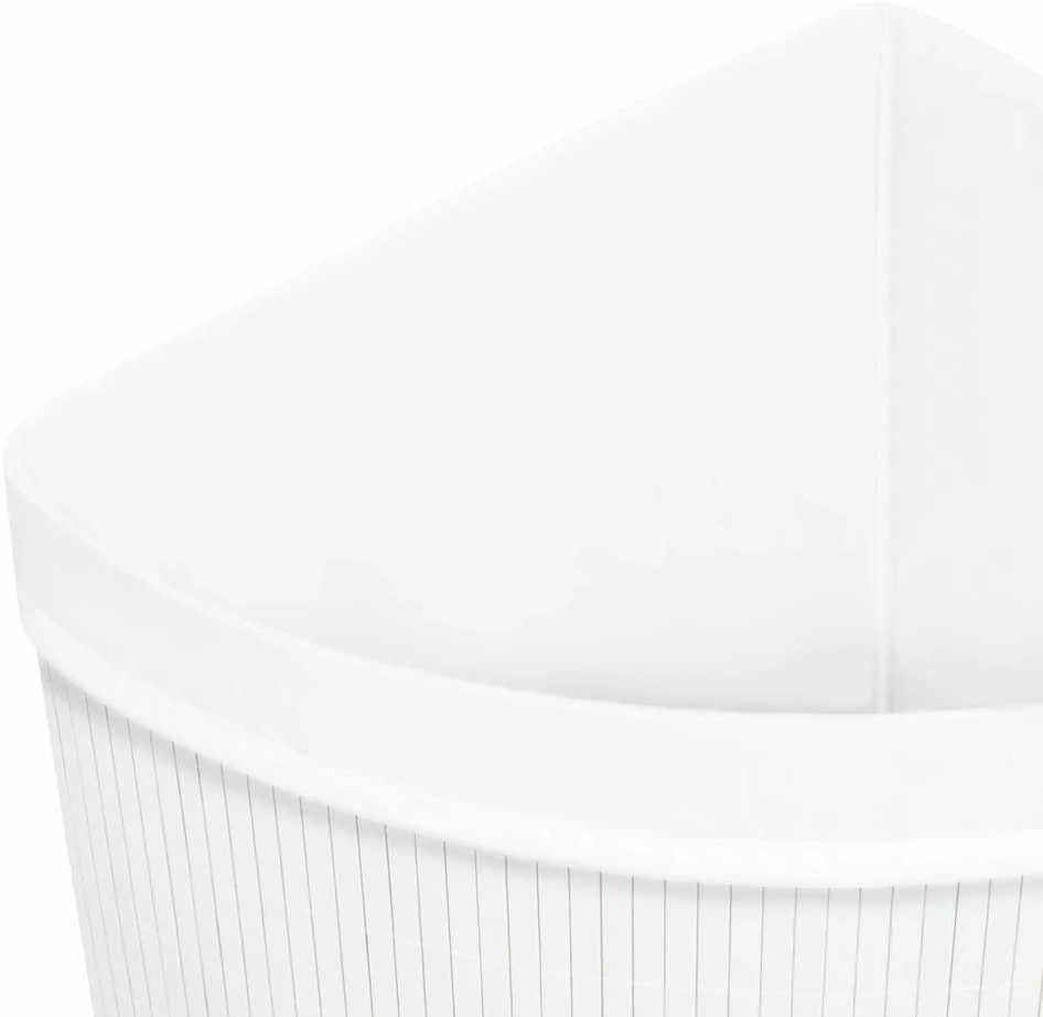 Kampinis skalbinių krepšys, baltos spalvos, bambukas, 60l