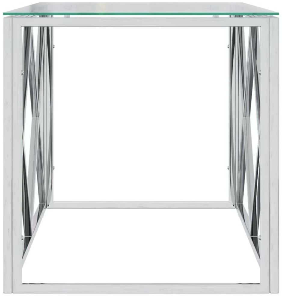 Kavos staliukas, 110x45x45cm, nerūdijantis plienas ir stiklas