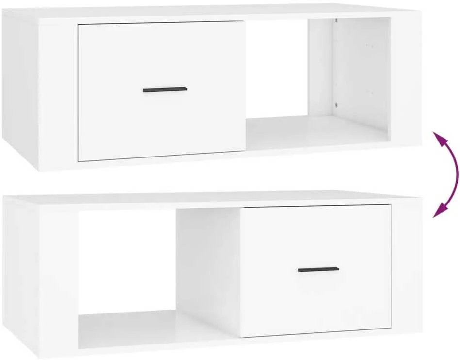 Kavos staliukas, baltas, 100x50,5x35cm, apdirbta mediena