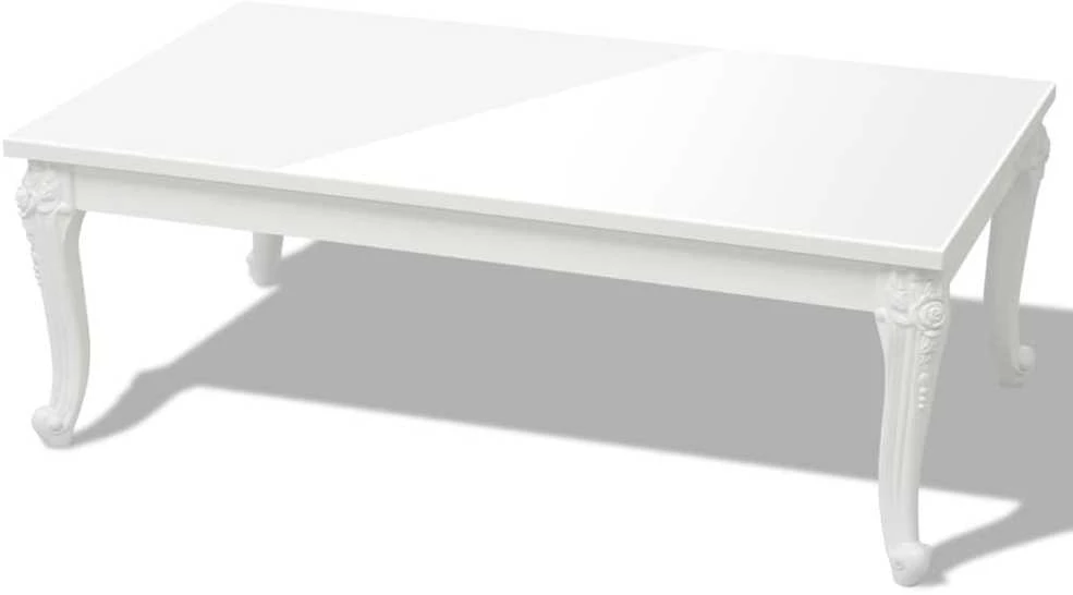 Kavos staliukas, baltas, 115x65x42cm, labai blizgus