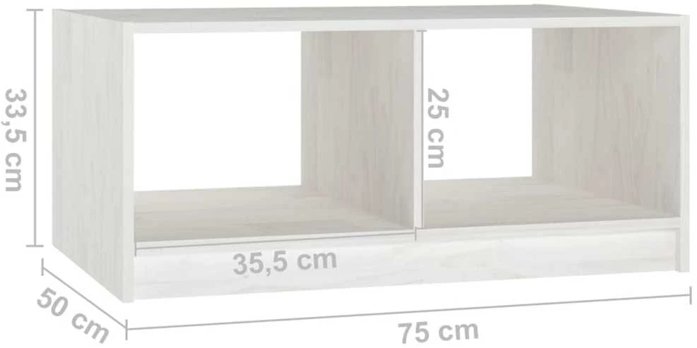 Kavos staliukas, baltas, 75x50x33,5cm, pušies medienos masyvas
