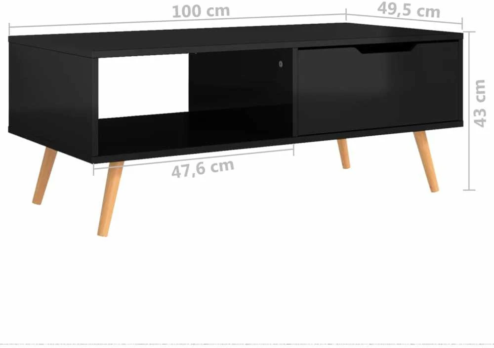 Kavos staliukas, juodas, 100x49,5x43cm, apdirbta mediena