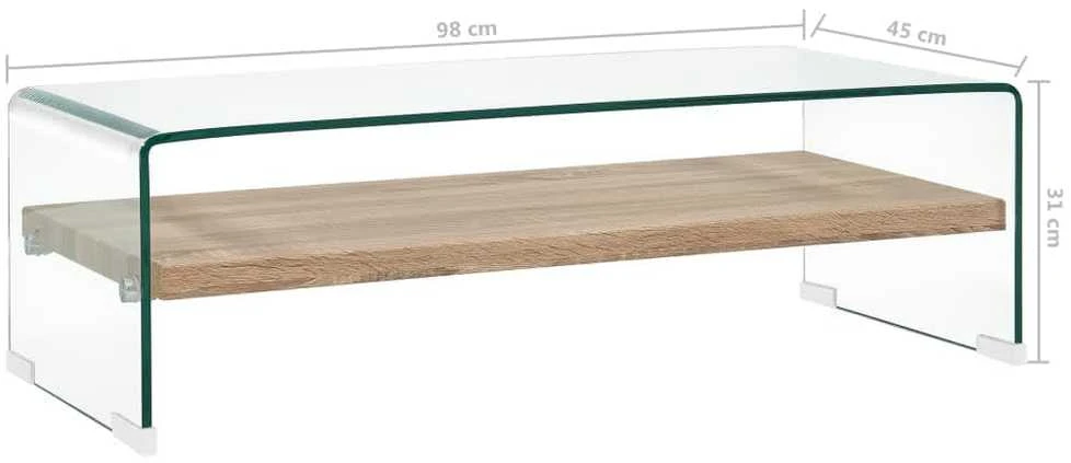 Kavos staliukas, skaidrus, 98x45x31cm, grūdintas stiklas