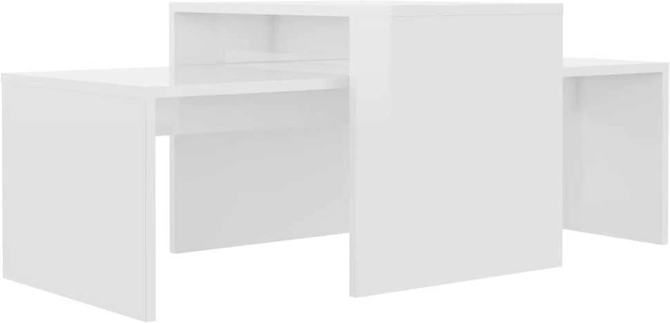Kavos staliukų rinkinys, baltas, 100x48x40cm, apdirbta mediena
