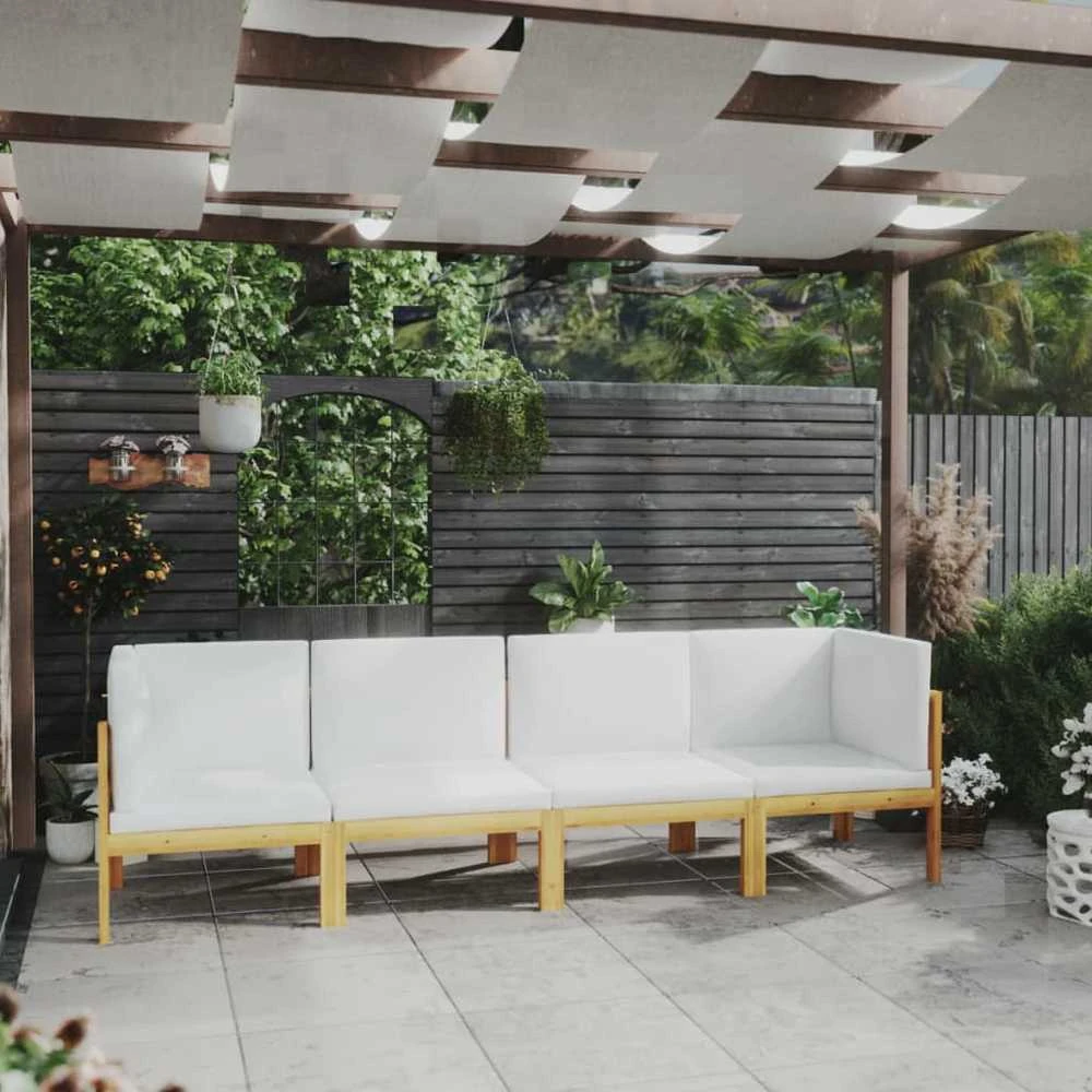 Keturvietė sodo sofa su pagalvėlėmis, akacijos medienos masyvas