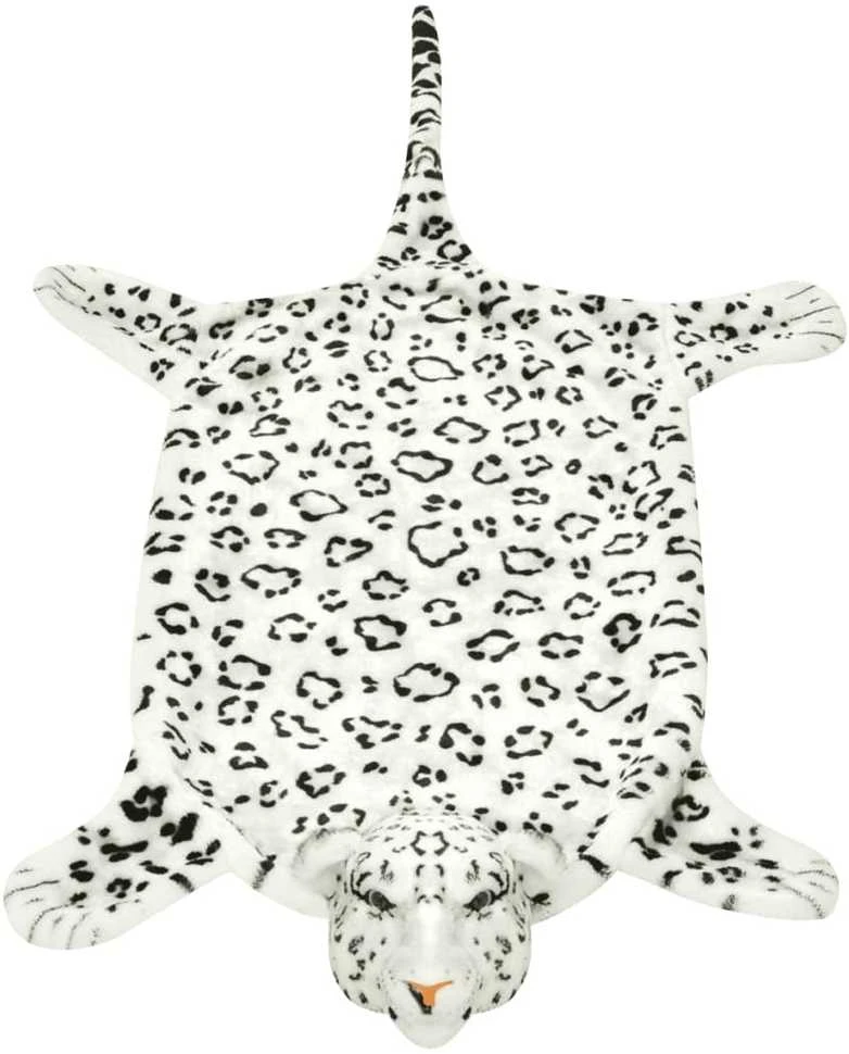 Kilimas leopardas, pliušinis, 139 cm, baltas