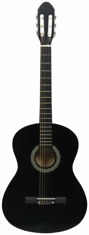 Klasikinė gitara su dėklu pradedantiesiems, juoda, 4/4 39"
