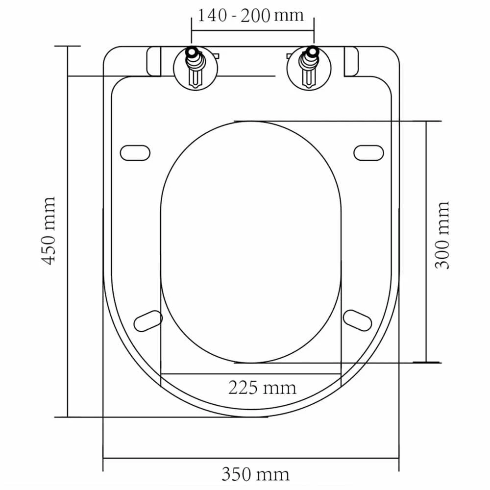 Klozeto sėdynė su Soft Close mechanizmu, kvadrato formos, balta