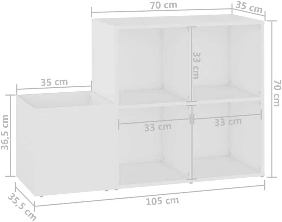 Koridoriaus spintelė batams, balta, 105x35,5x70cm, mediena