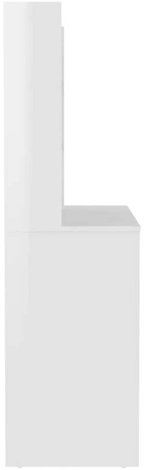 Kosmetinis staliukas su LED, blizgus baltas, 100x40x135cm, MDF