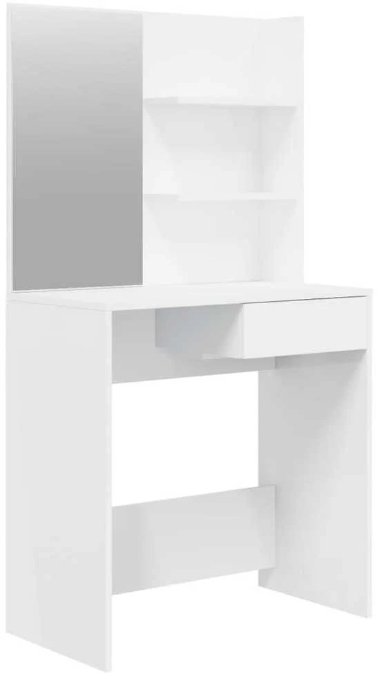 Kosmetinis staliukas su veidrodžiu, baltas, 74,5x40x141cm