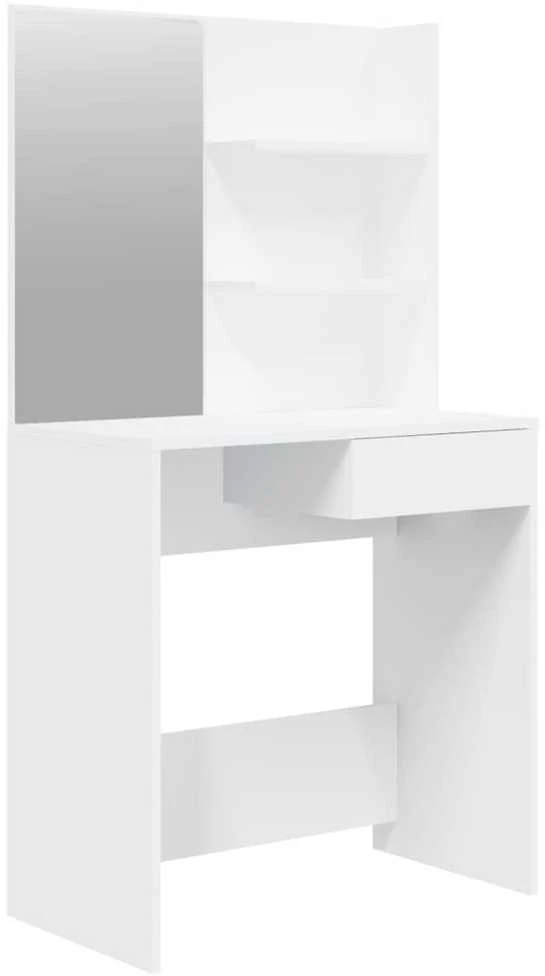 Kosmetinis staliukas su veidrodžiu, baltas, 74,5x40x141cm