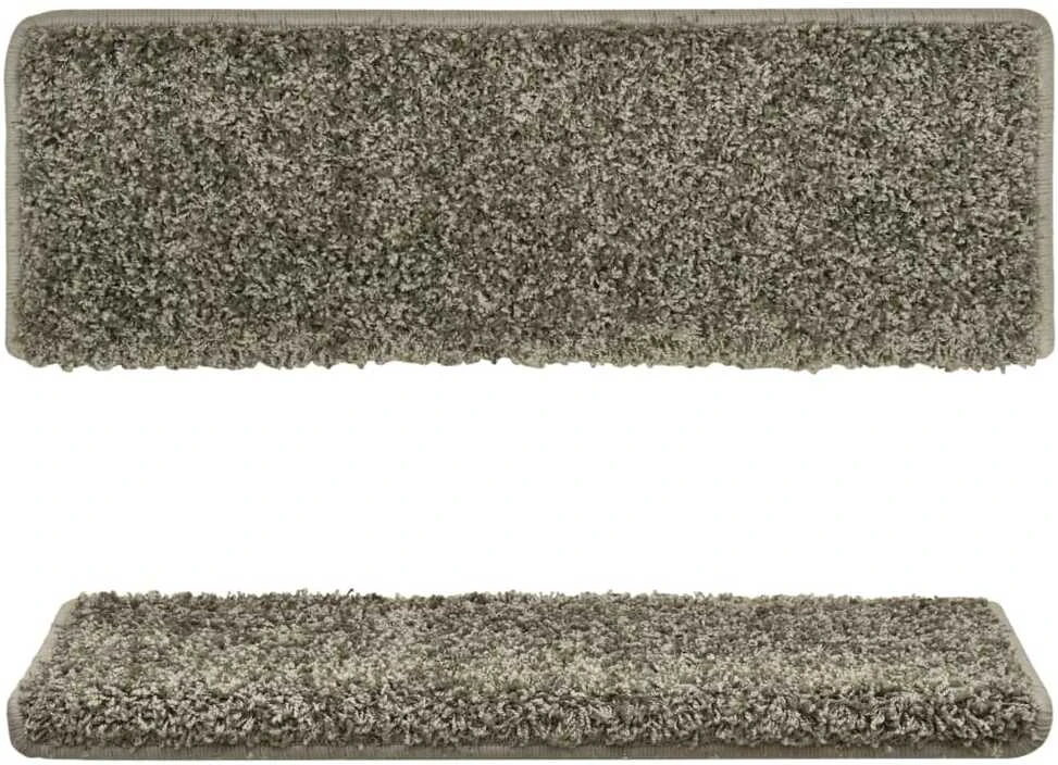 Laiptų kilimėliai, 15vnt., pilkos spalvos, 65x21x4 cm