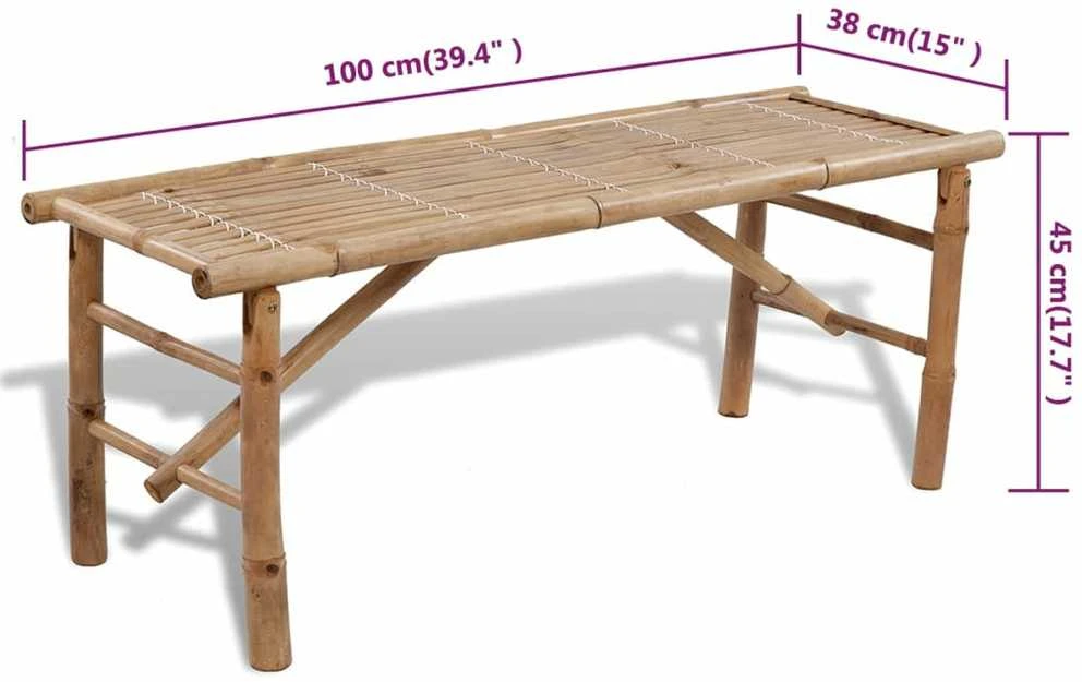 Alaus stalas su 2 suoliukais, 100cm, bambuko mediena