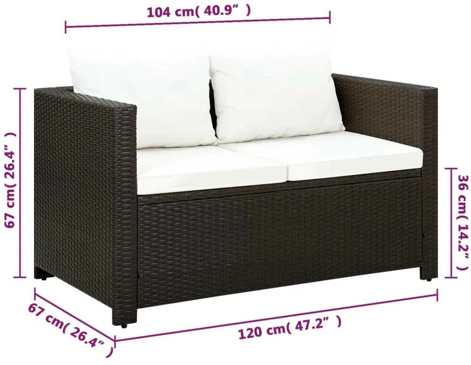 Lauko baldų komplektas Bistro baldų komplektas su pag., 3d., rudas, ratanas