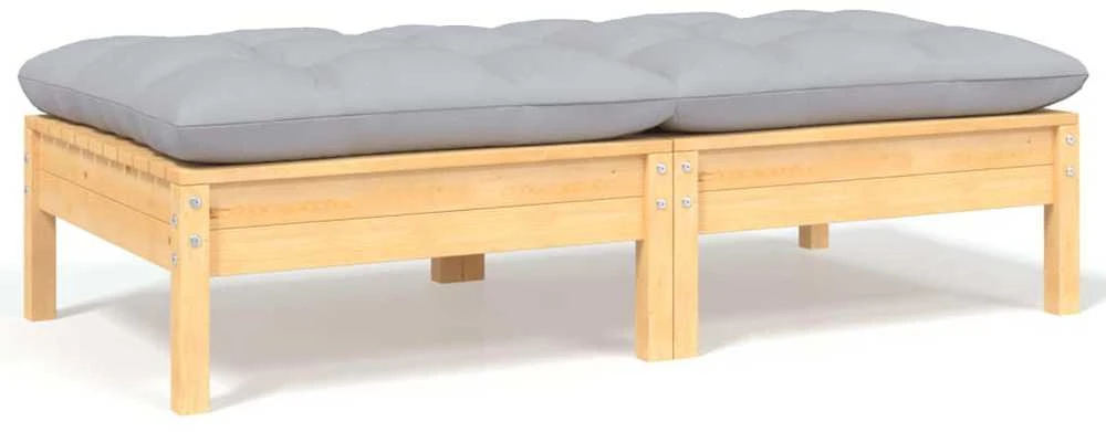 Dvivietė sodo sofa su pilkomis pagalvėlėmis, pušies masyvas