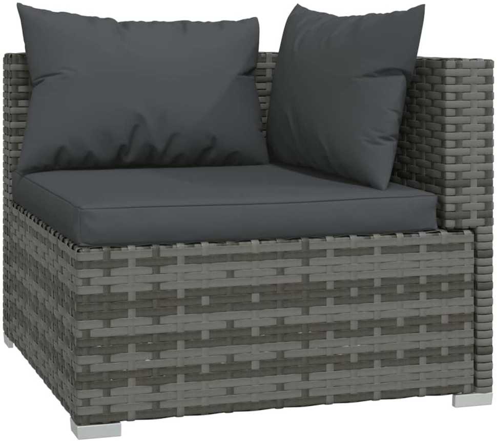 Lauko baldų komplektas Dvivietė sofa su pagalvėlėmis, pilkos spalvos, poliratanas