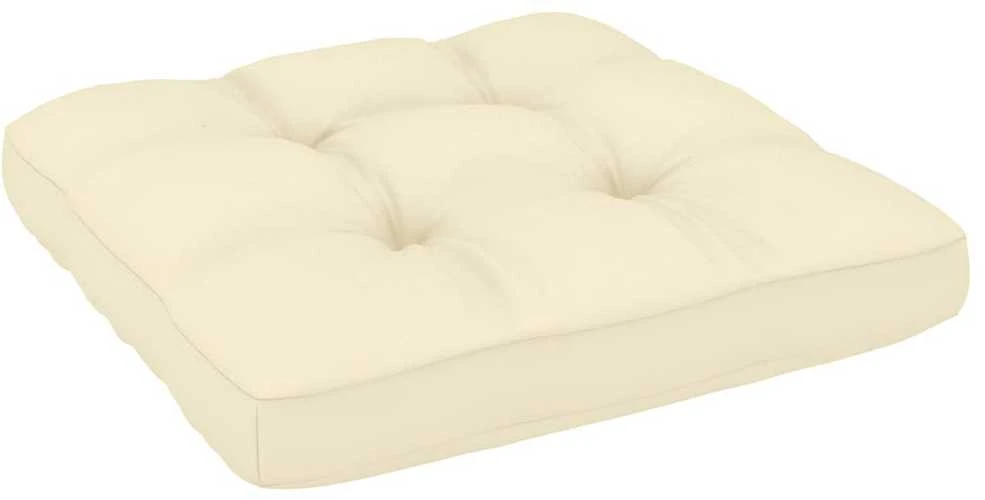 Kampinė sodo sofa su kreminėmis pagalvėlėmis, pušies masyvas