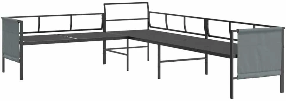 Kampinė sodo sofa, antracito spalvos, plienas ir tekstilenas