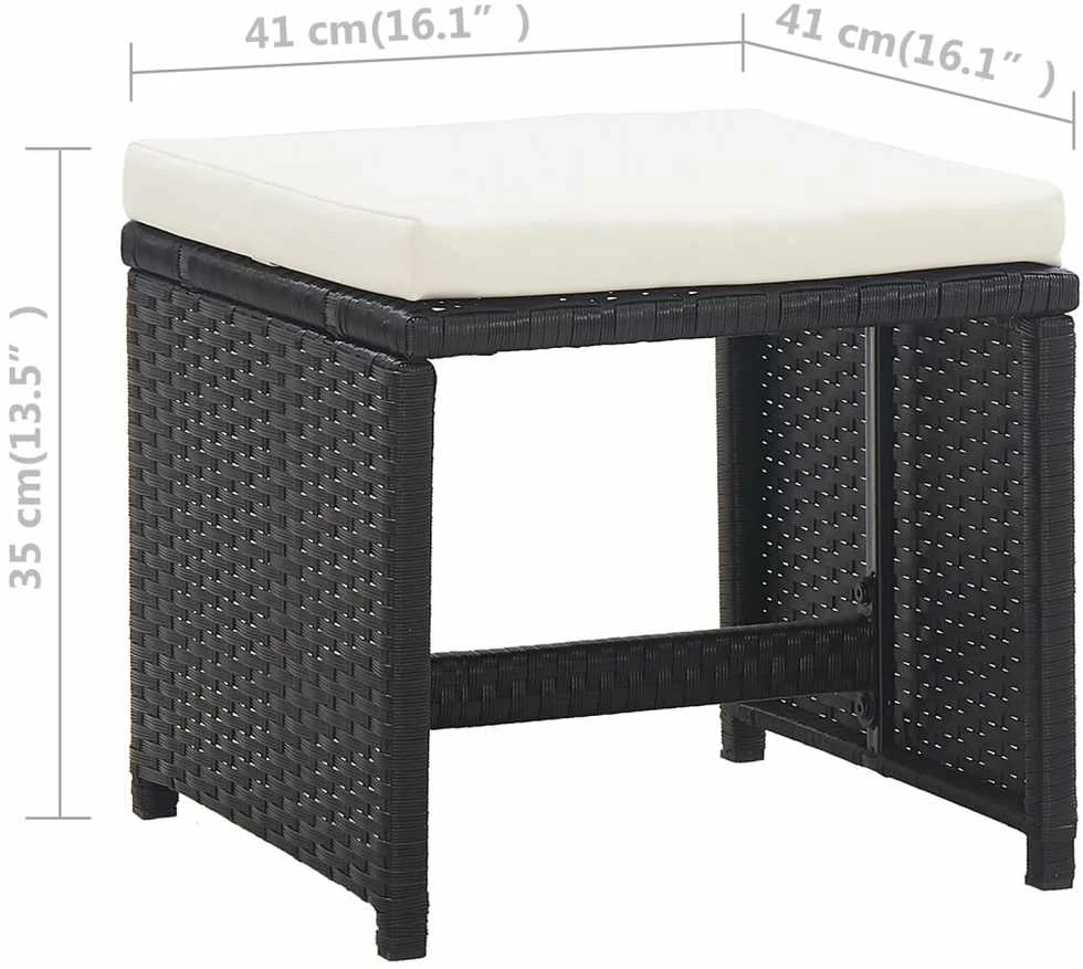 Lauko baldų komplektas Lauko valgomojo baldų kompl. su pagalv., 11d., juod., polirat.