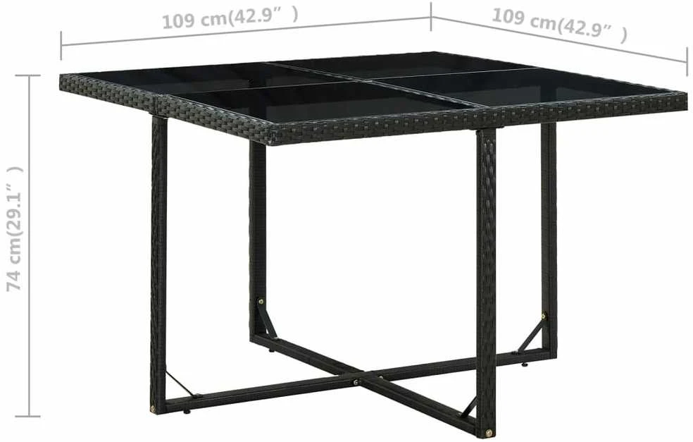 Lauko baldų komplektas Lauko valgomojo baldų kompl. su pagalv., 9d., juod., polirat.