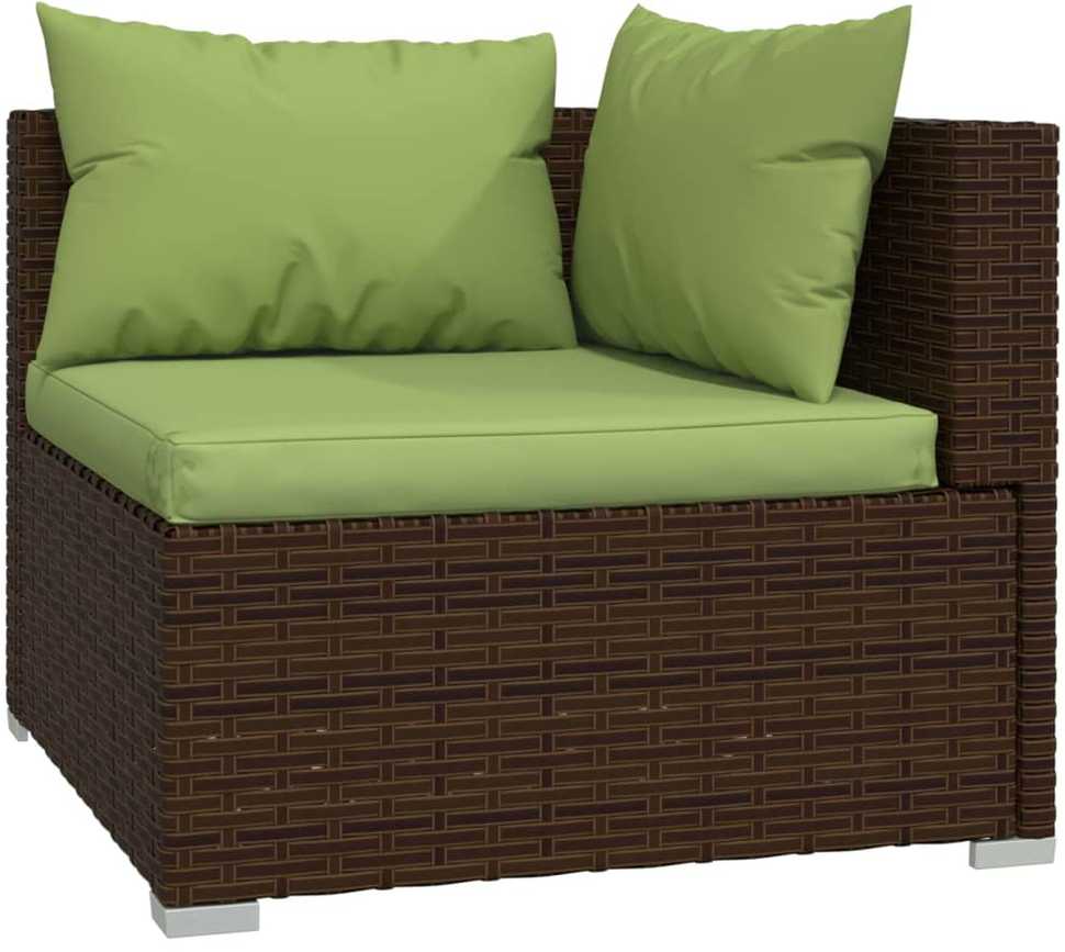 Lauko baldų komplektas Sodo komplektas su pagalvėlėmis, 10 dalių, rudas, poliratanas