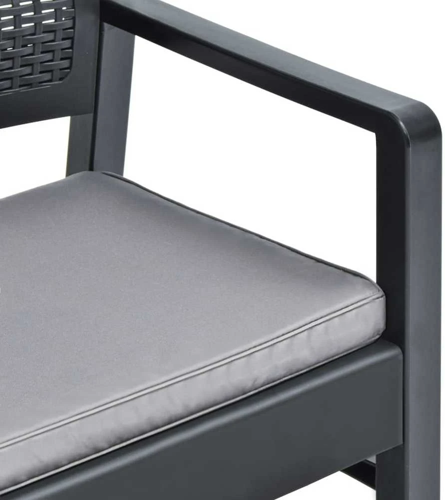 Lauko baldų komplektas Sodo poilsio baldų komplektas, 3 dalių, antracito, plastikas