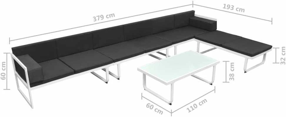 Lauko baldų komplektas Sodo poilsio baldų komplektas, 5 dalių, juodas, tekstilenas