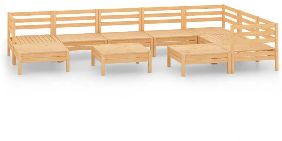 Sodo poilsio baldų komplektas, 10 dalių, pušies masyvas