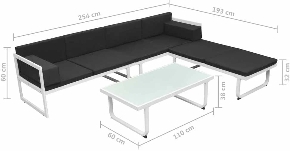 Lauko baldų komplektas Sodo poilsio baldų komplektas su pag., 4d., juodas, alium.