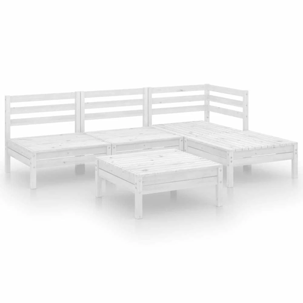 Lauko baldų komplektas Sodo poilsio baldų komplektas, 5 dalių, baltas, pušies masyvas