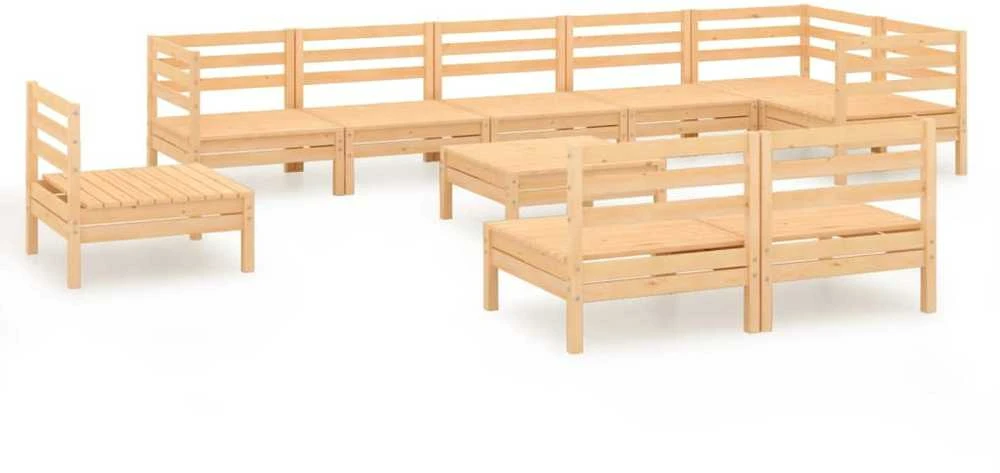 Lauko baldų komplektas Sodo poilsio komplektas, 10 dalių, pušies medienos masyvas