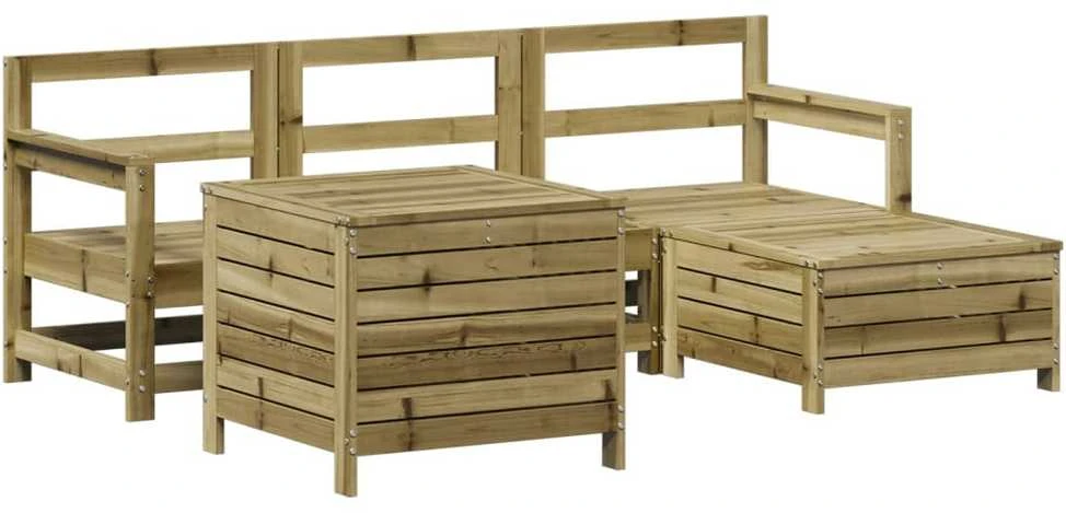 Lauko baldų komplektas Sodo sofos komplektas, 5 dalių, impregnuota pušies mediena