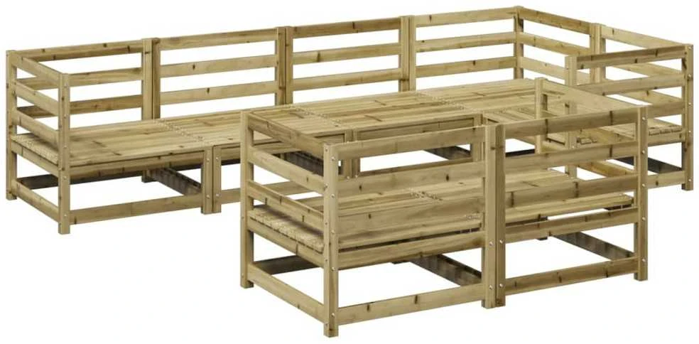 Lauko baldų komplektas Sodo sofos komplektas, 7 dalių, impregnuota pušis
