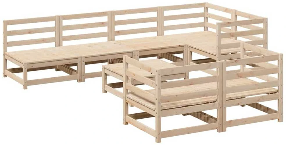 Sodo sofos komplektas, 8 dalių, pušies medienos masyvas